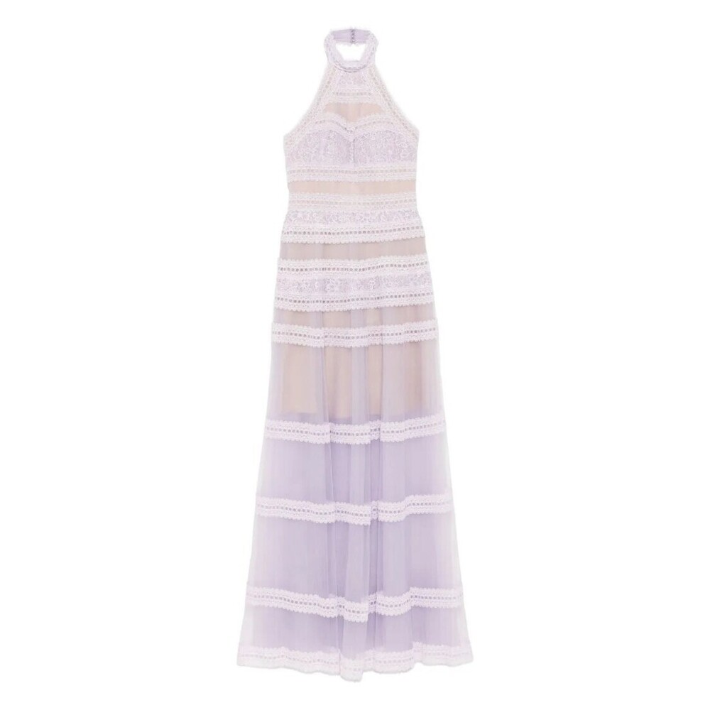 Saiid Kobeisy Lace Striped Long Dress